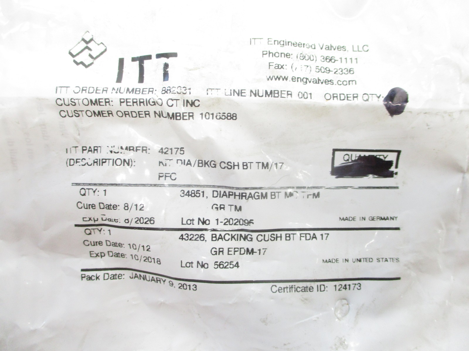 ITT 42175 DIAPHRAGM NSMP