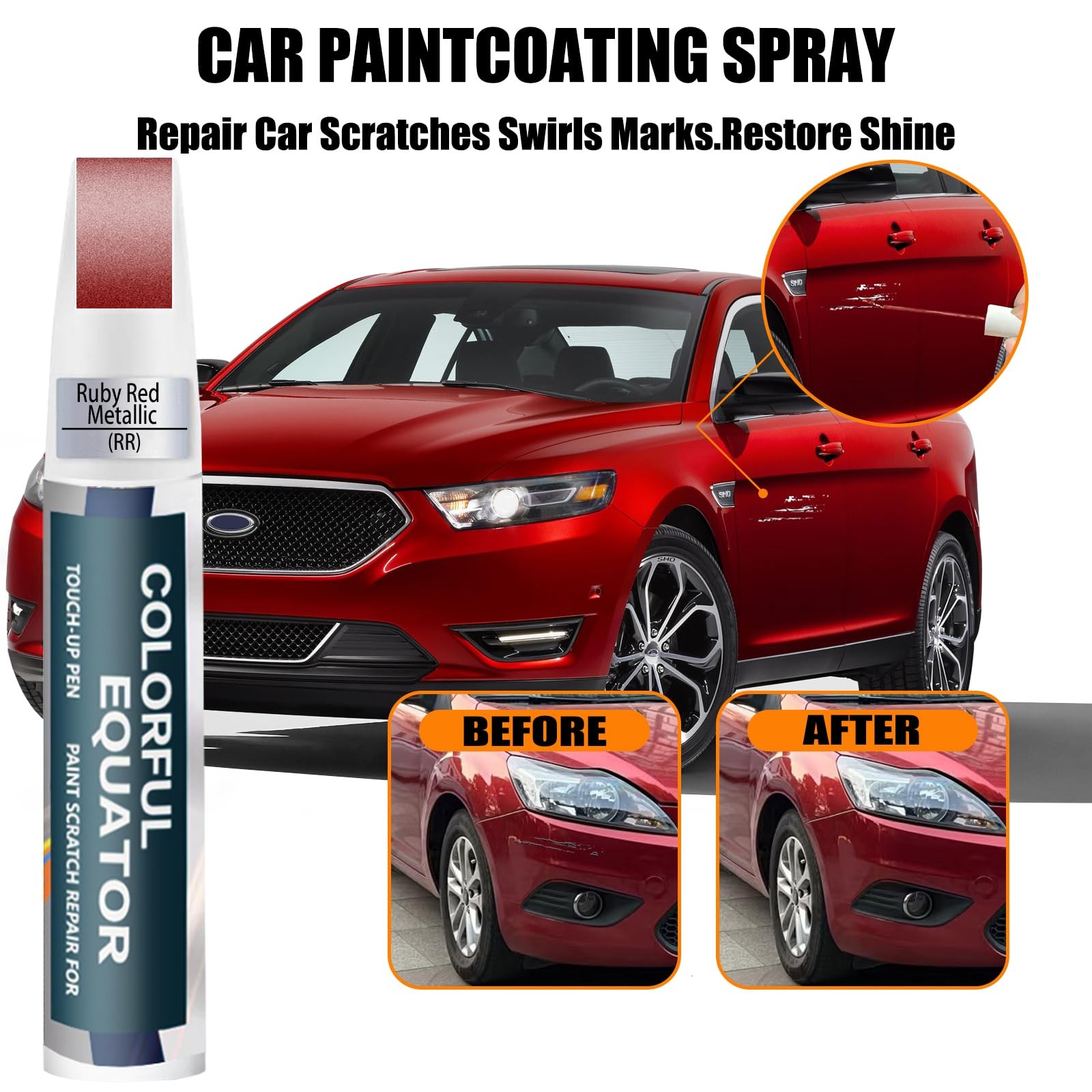 RR Ruby Red Metallic Tricoat Touch Up Paint for Ford, Car Paint Pen Scratch R…