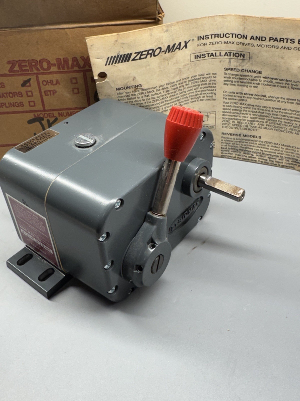 ZERO-MAX JK1-CCW-25-0-400 25 in-lbs Unidirectional Adjustable Speed Drive *NEW*