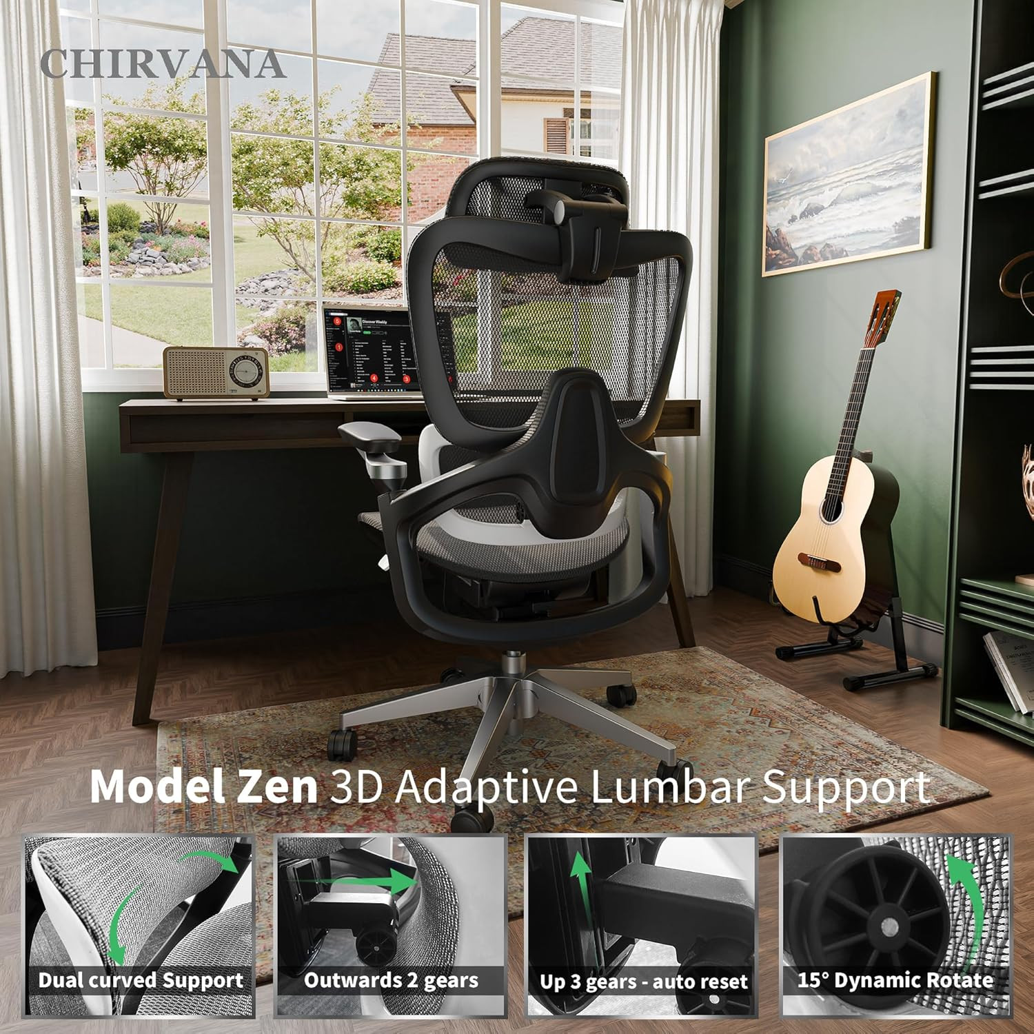Ergonomic Office Chair, Big and Tall Mesh Computer Gaming Chair with Adaptive Lu