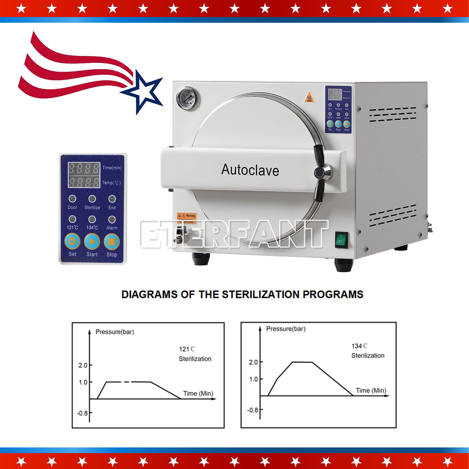 ETERFANT 18L Dental Autoclave Steam Sterilizer Medical Sterilization US