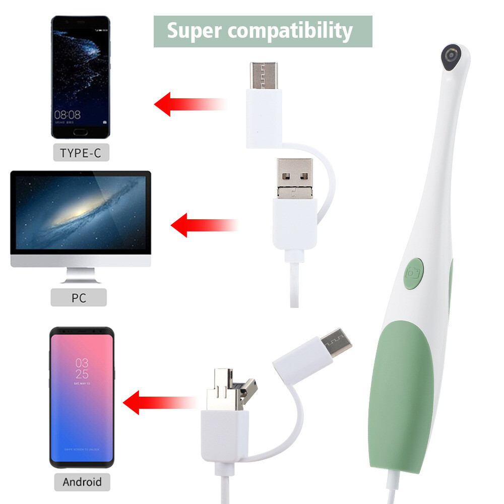 Dental Oral Camera 1080p HD Intraoral Endoscope Adjustable 6 LED Light USB Cable