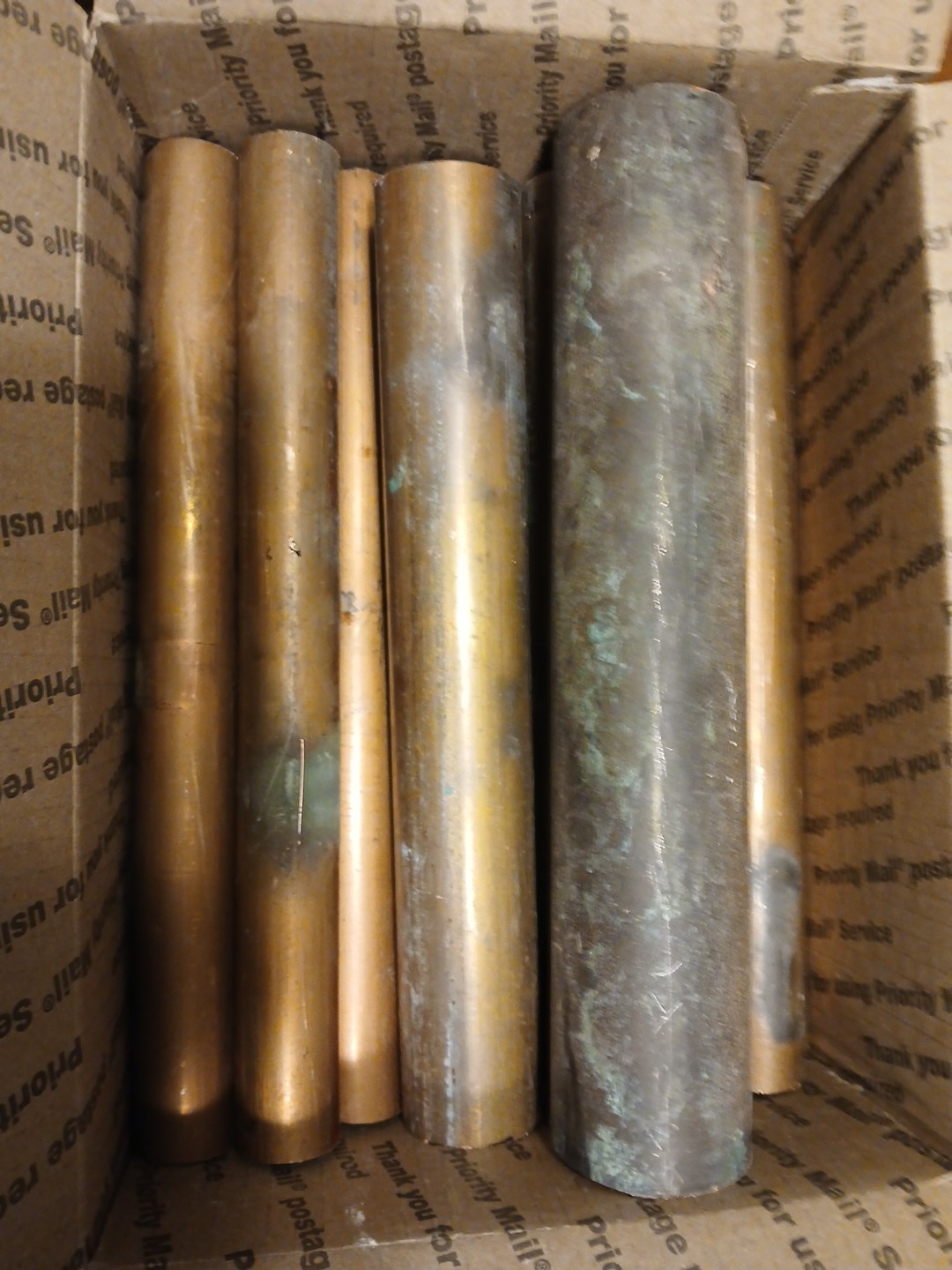 10 pounds of scrap copper Pipe Cut 11″ Long a mixture of 1″ – 2″ pipe.