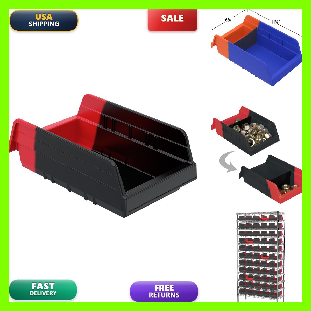 Akro-Mils 36462 Indicator Inventory Control Double Hopper Plastic Kanban Shelf