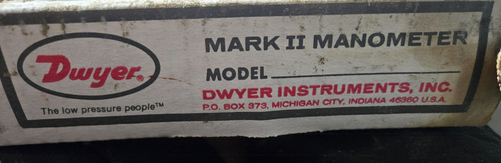 Dwyer Model 25 Mark II Manometer With Dye And Hose All New