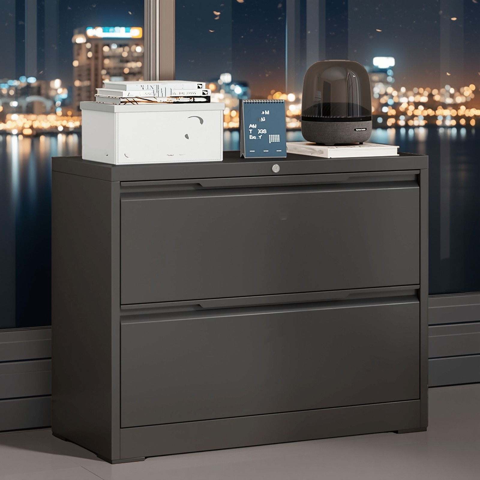 Metal Lateral Filing Cabinet with 2 Drawer Home Office Storage Cabinet Lockable