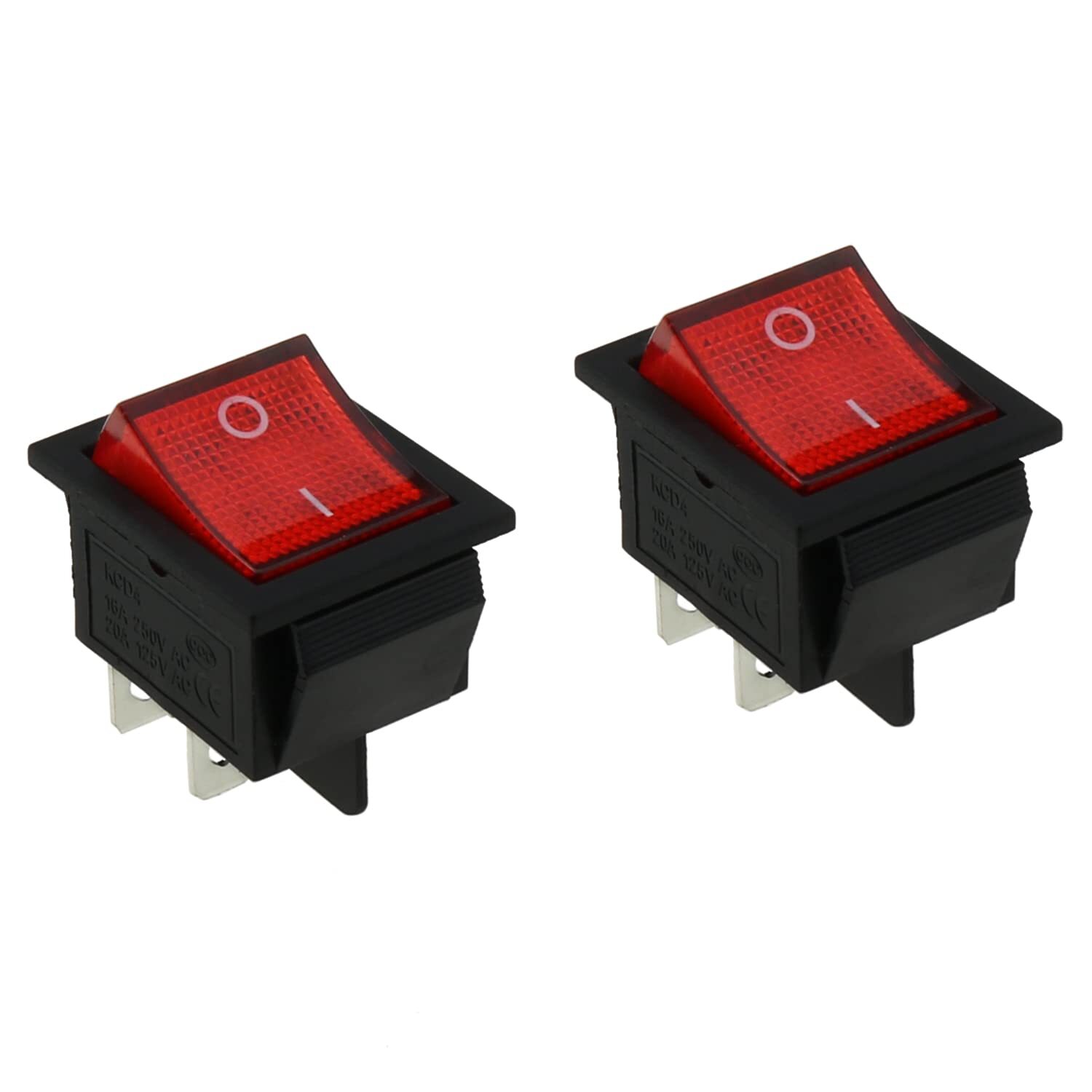 2pcs Rocker Power Switch KCD4-201 16A 250V AC 4 Pin 2 Position ON/Off Power S…