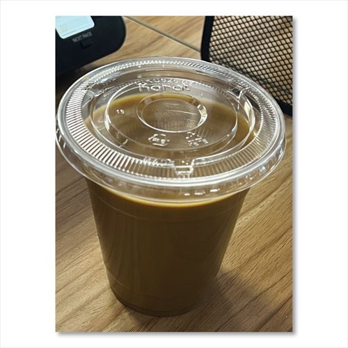 Karat PET Lids, No Hole Flat Lid, 12-24 oz Cups, Plastic, Clear, 2,000/Carton