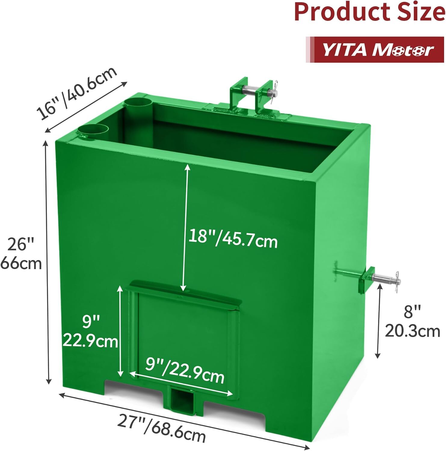 3 Point Hitch Ballast Box Counterweight for Cat 1 Cat-1 Skid Steer Tractor 800lb