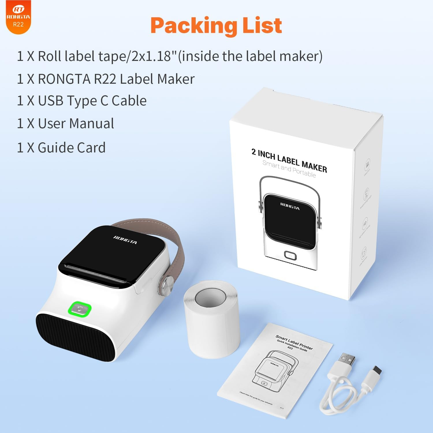 Bluetooth Label Maker Machine with Tape, Thermal Label Printer for Office, Small