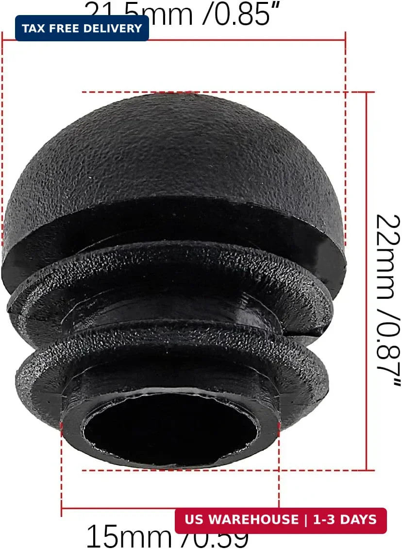 30 Pieces 7/8″ Round Plastic Tube End Caps | Black, for Furniture Legs and Metal