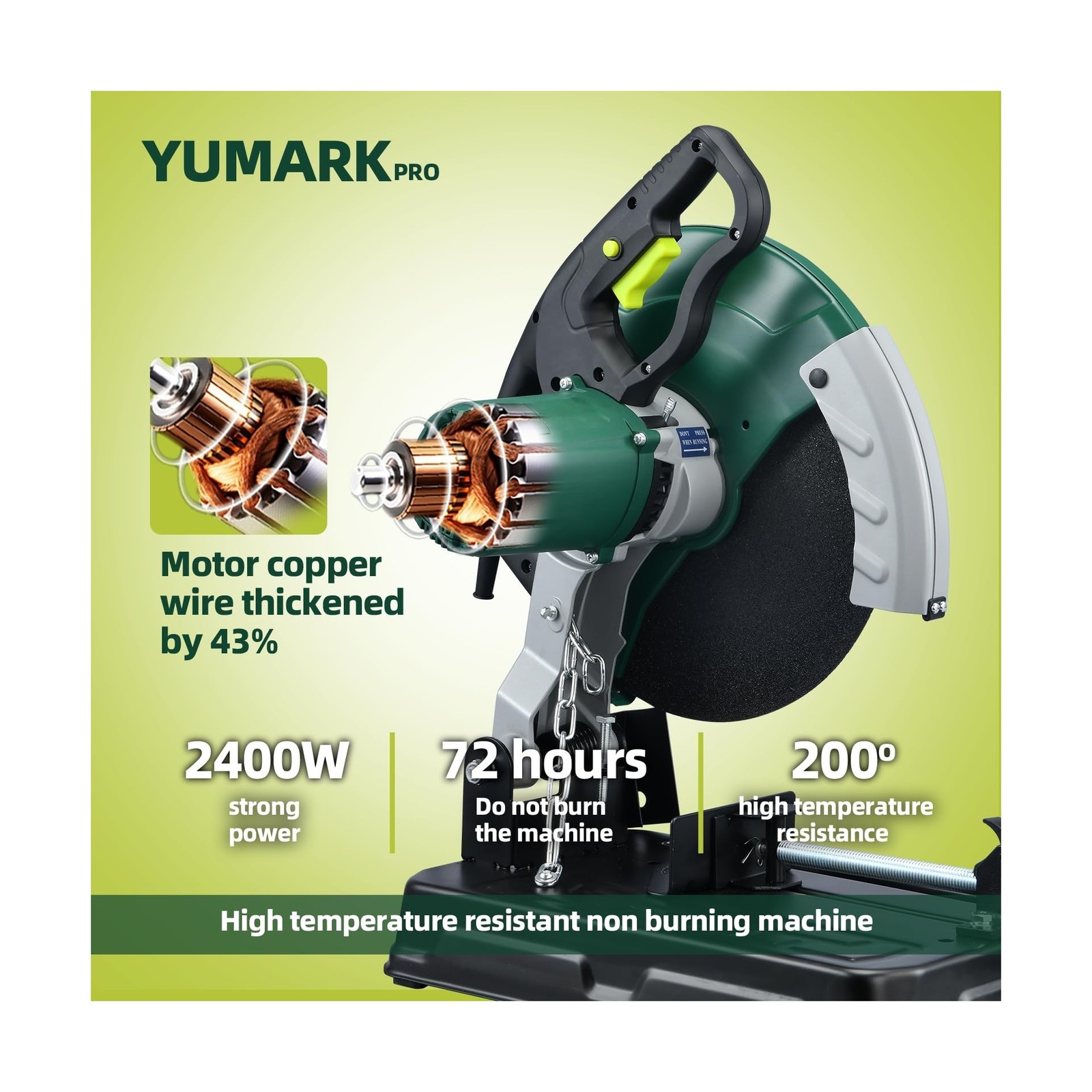 Abrasive Chop Saw, 2400W 3800RPM Steel Cutting Machine, 45° Adjustable Angl
