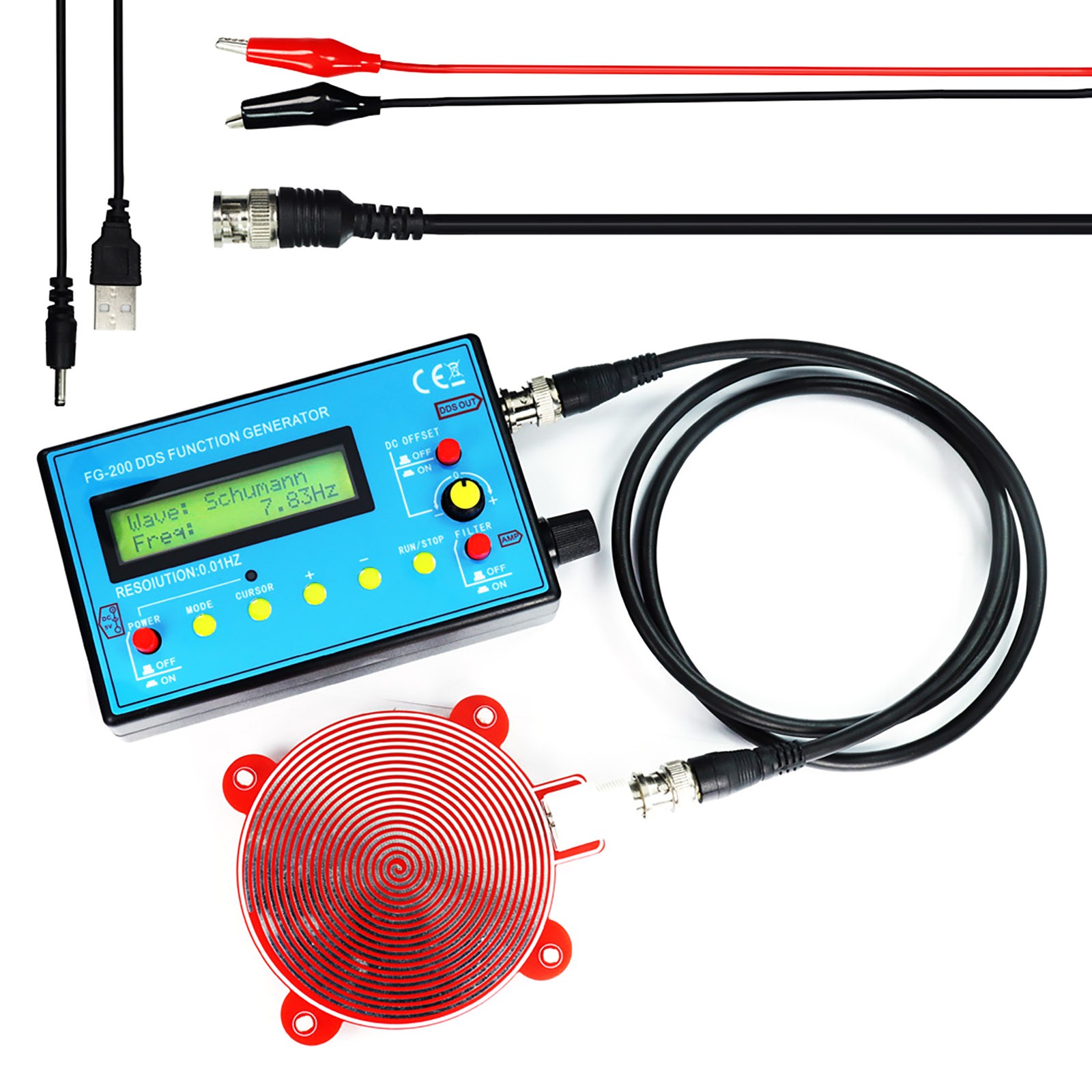 DDS Function Signal Generator 0.01Hz-500kHz LCD Display Sine Square Wave Pulse