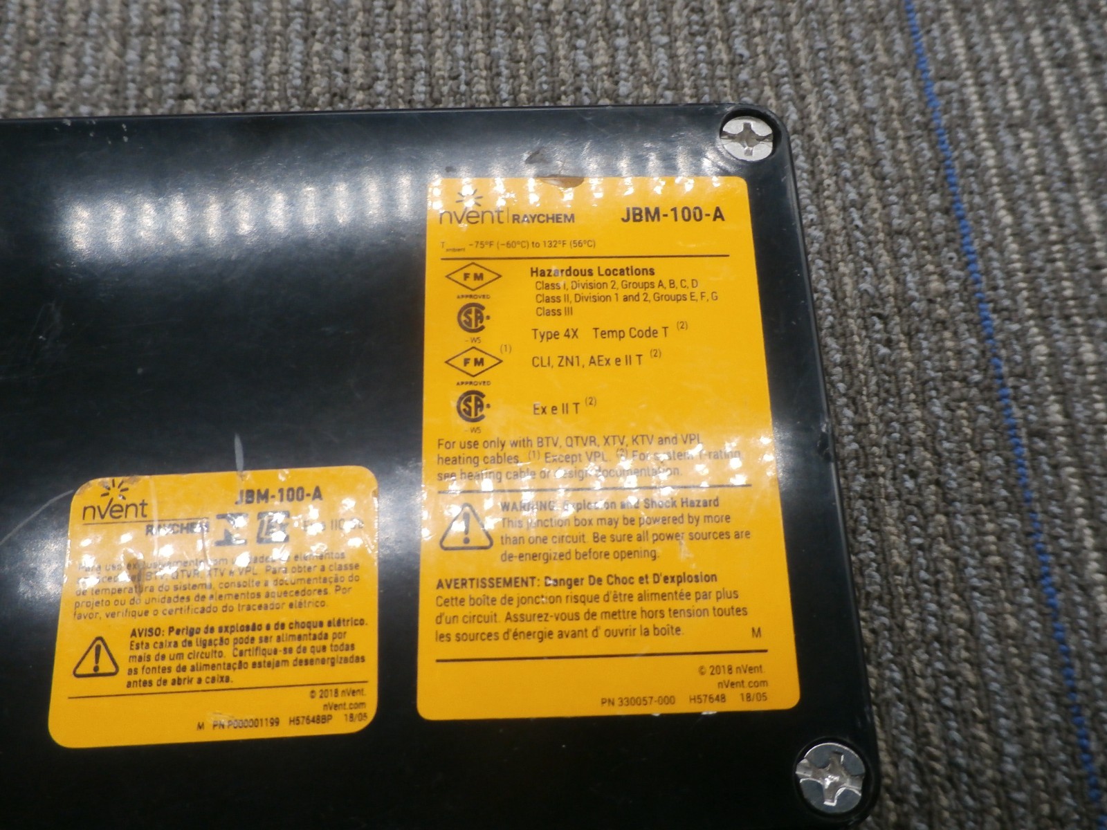 New Raychem JBM-100-A Junction Box Type 4X Temp Code T
