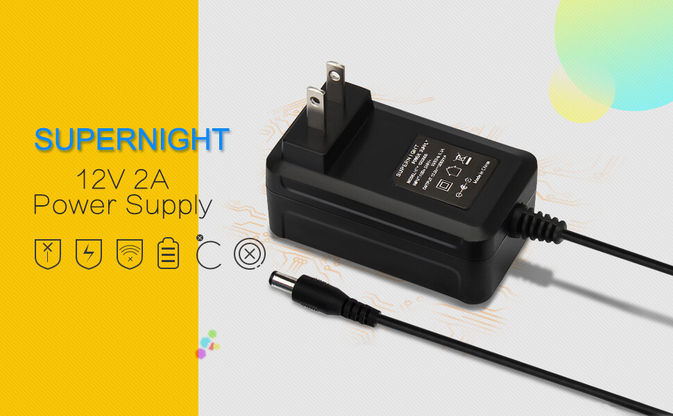 AC 110-220V to DC 12V 2A 24W Power Supply Adapter Transformer Jack 5.5mm X 2.1mm