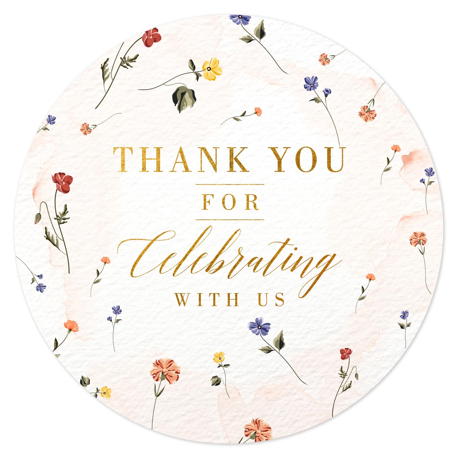 Spring Wild Floral Wedding Thank You Labels Thank You for Celebrating with St…