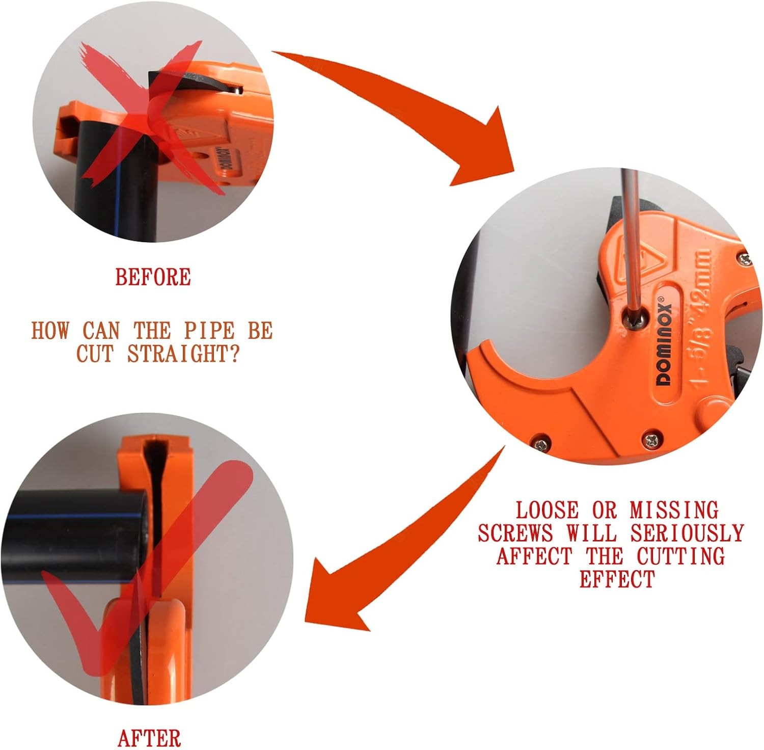 DOMINOX PVC Pipe Cutter, Ratchet PVC Cutting Tool, Cuts up to 2-1/2″ Pipe