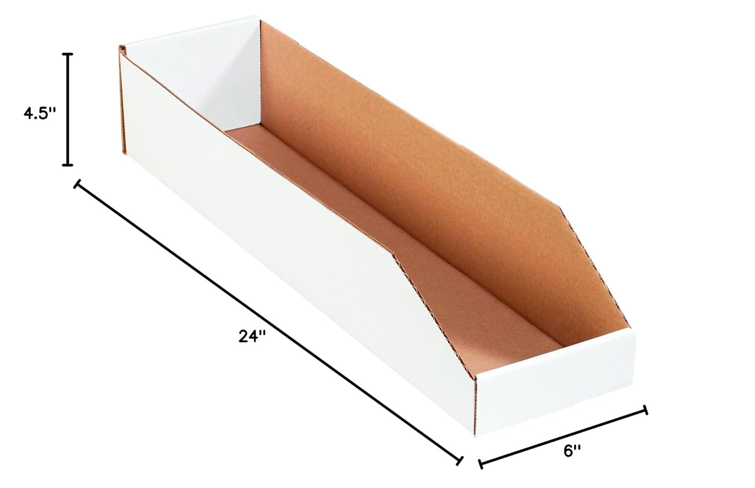 BBINMT624 Open Top Bin Boxes, 6″ X 24″ X 4 1/2″, Oyster White (Pack of 50)