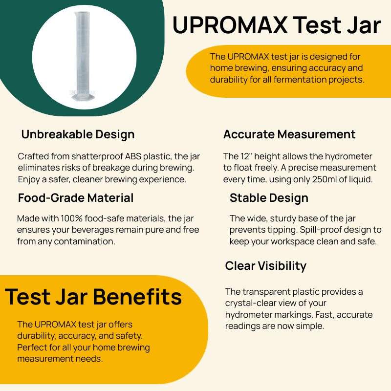 12″ TEST JAR FOR Hydrometer Gravity Meter Alcohol Proof Tralle Beer Wine Upromax