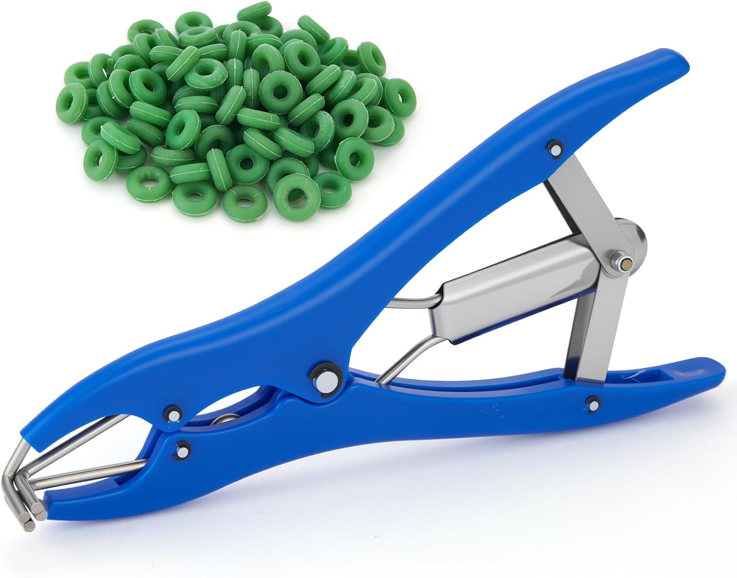 100Pcs Castration Bands and Goat Banding Kit, Stainless Steel Jaw Castration Too