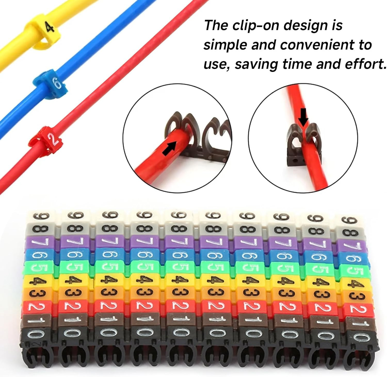Wire Number Labels, 0.2 X 0.1In Colorful Wire Number Tube Cable Marker, Digital
