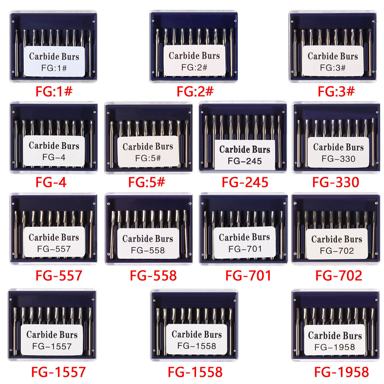 67 Types Dental Round Tungsten Carbide FG Bur For Surgical High Speed Handpiece