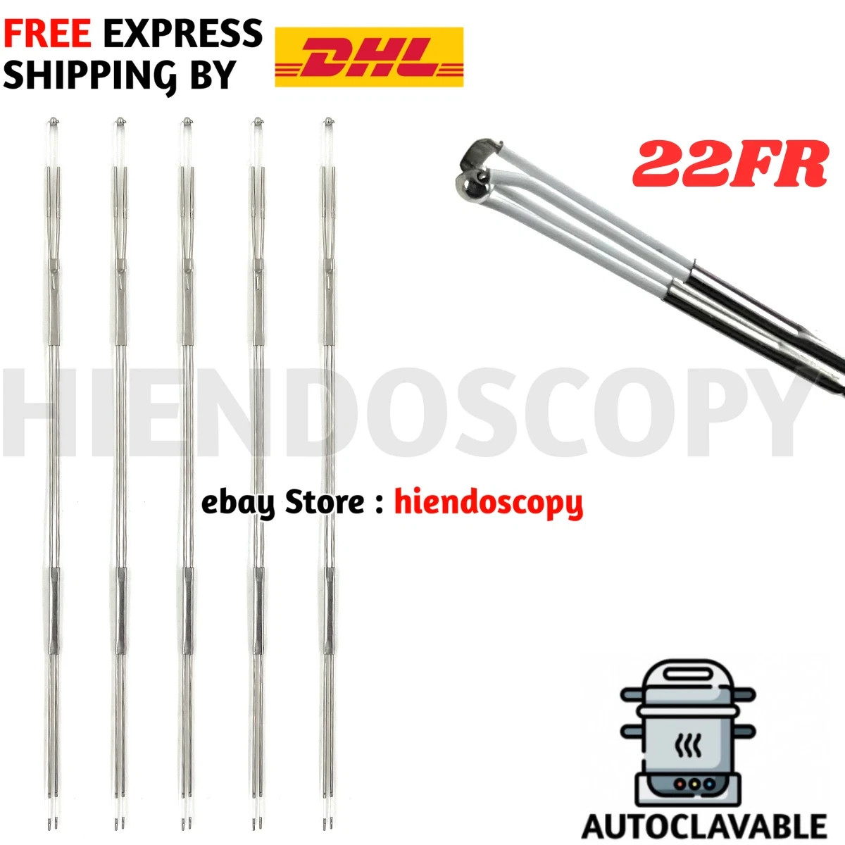 BIPOLAR BALL ELECTRODE RESECTOSCOPE DOUBLE STEM 22fr PACK OF 05 New