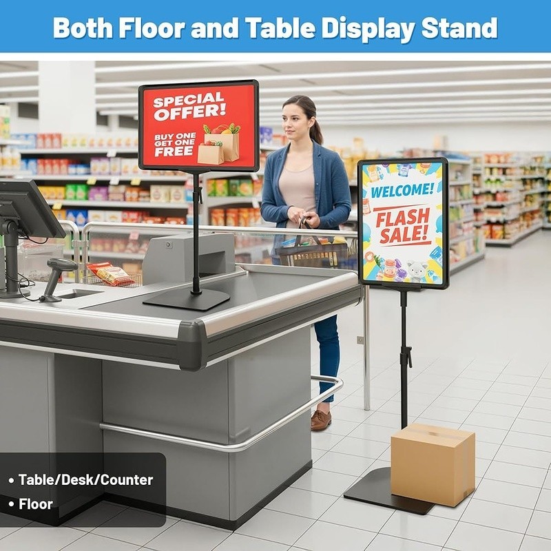 6Pack Sign Stand for Display 8.5×11 Adjustable Poster Stand for Table Top &Floor