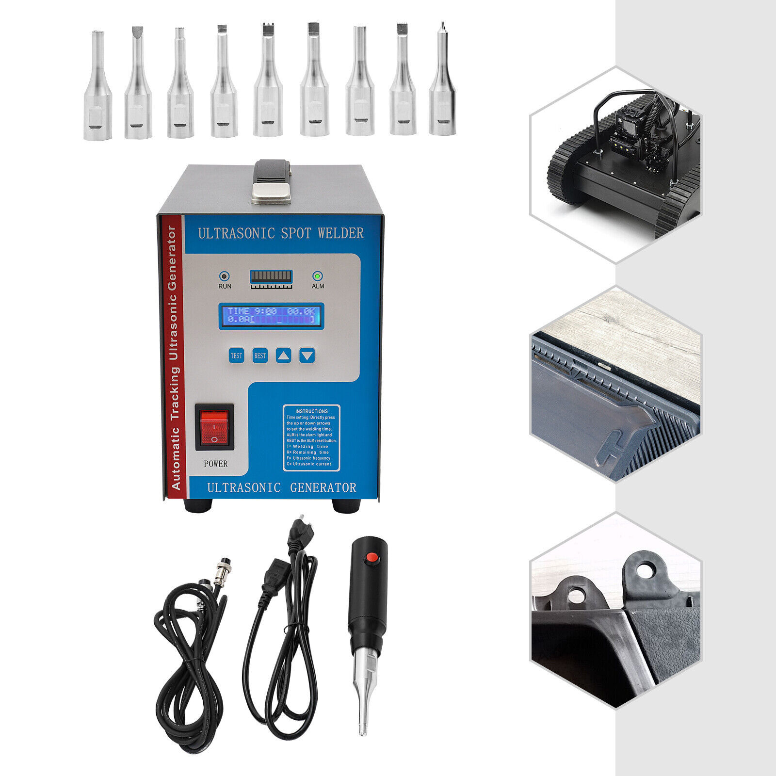 110V Portable Ultrasonic Plastic Welder Ultrasonic Spot Welding Machine 10in1