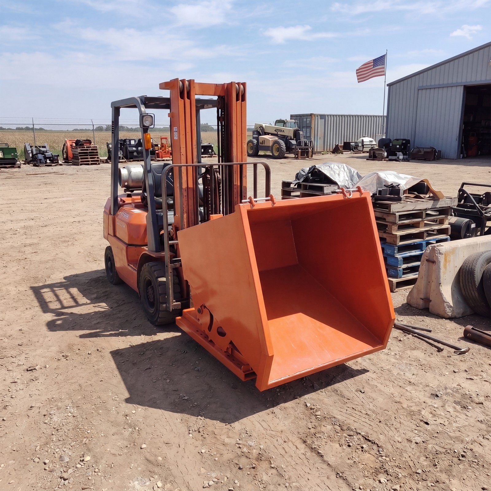 Self-Dumping Hopper – 1 Cubic Yard, Heavy Duty Steel, Forklift & Skid Steer Use