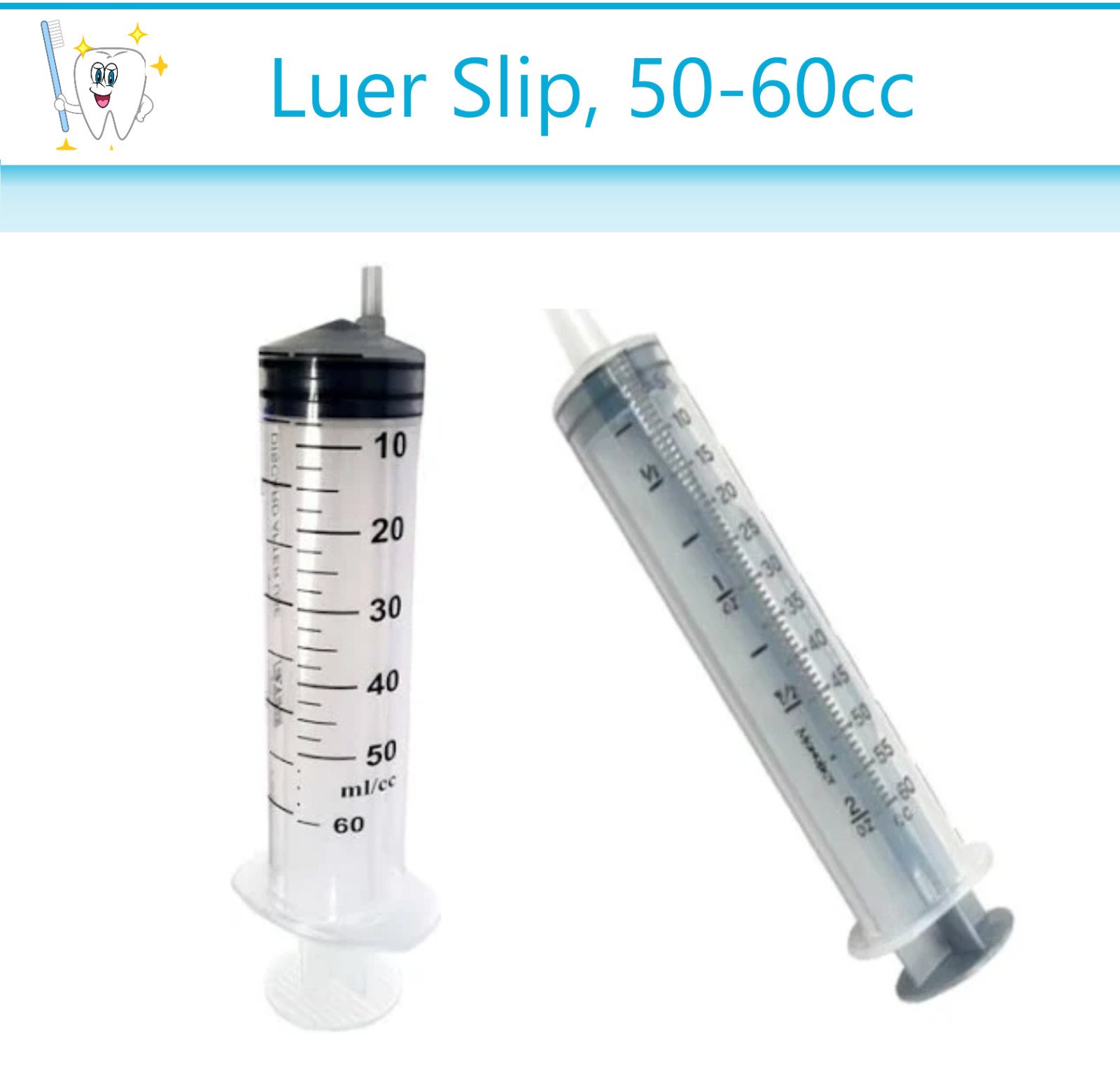 60ml / 60cc Syringe (No Needle) Syringe, Luer Slip, 50-60cc, With Cap, Eccentric