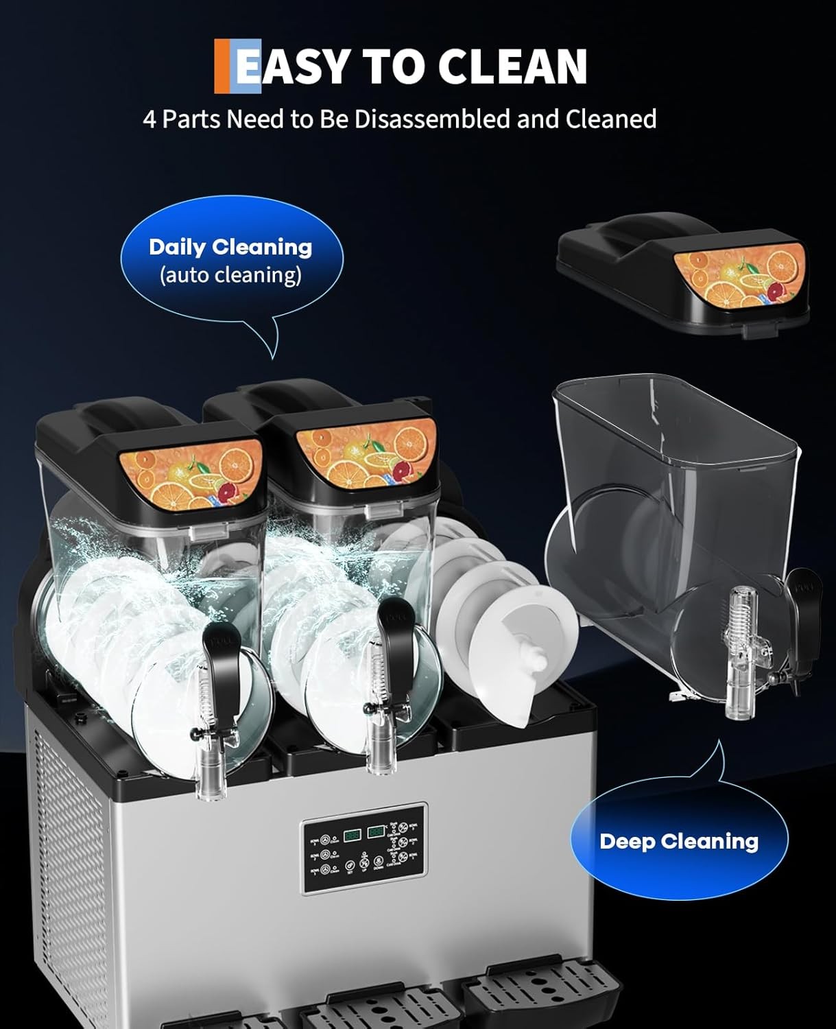 ⚡Garvee Commercial Slushy Machine, 45 L/11.8 gal, 3-Flavor Frozen Drink Margari