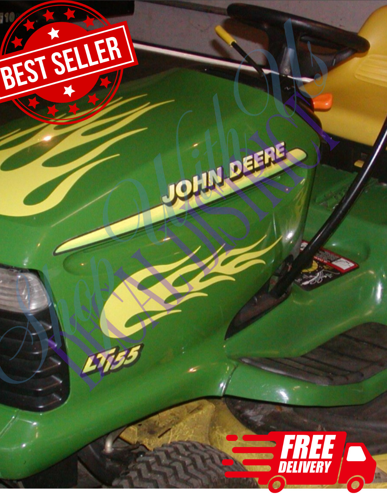 Lawn Tractor Hood John Deere DecalsPremium Vinyl Decals 325,335 or 345 Set OF 2