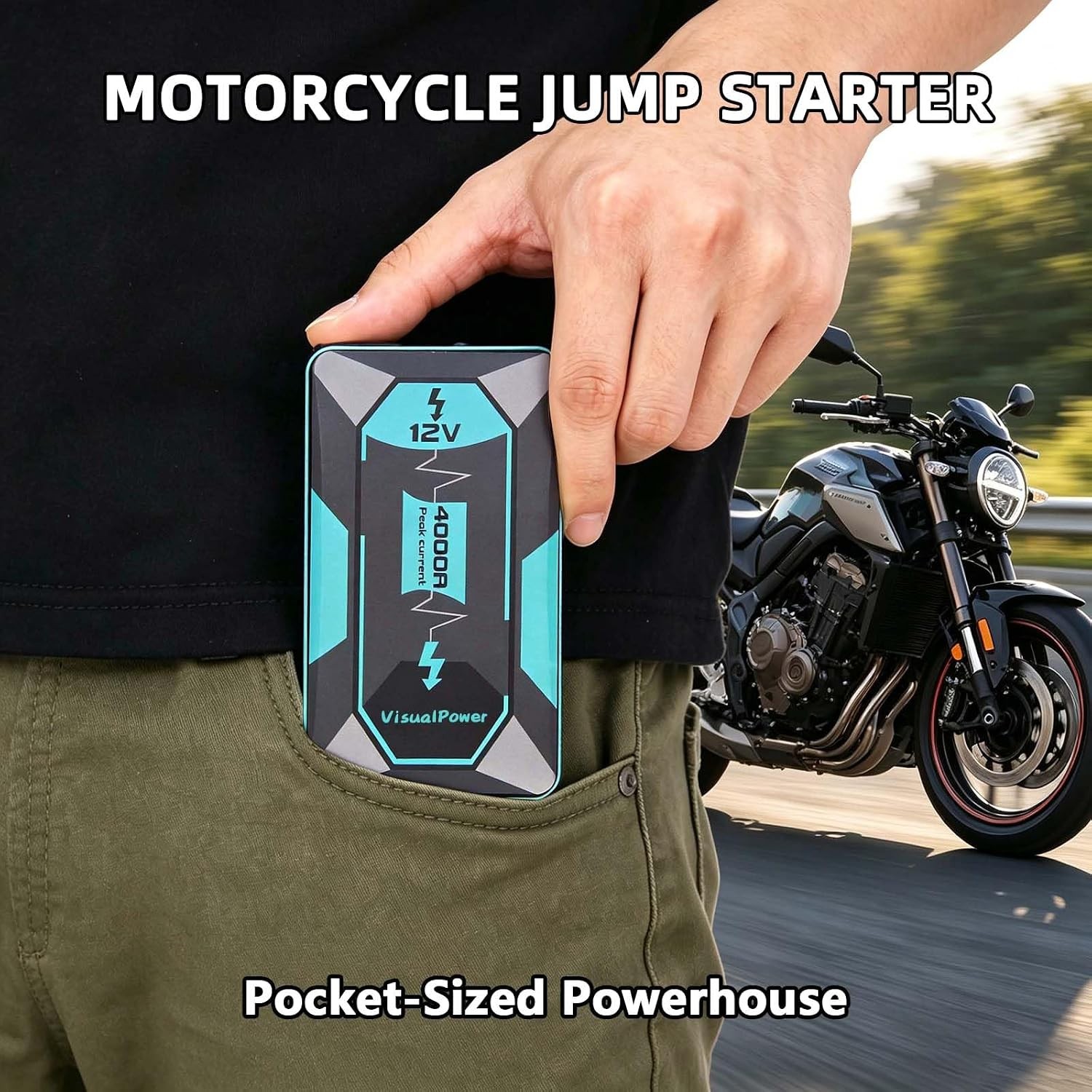 4000A Peak Jump Starter Handy pocketable 12V car Jumper Box and Motorcycle Boost