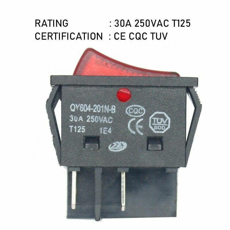 30A 250VAC High Current Rocker Switch SPDT ON/OFF KCD4-201N-B Welding Mach 10pcs
