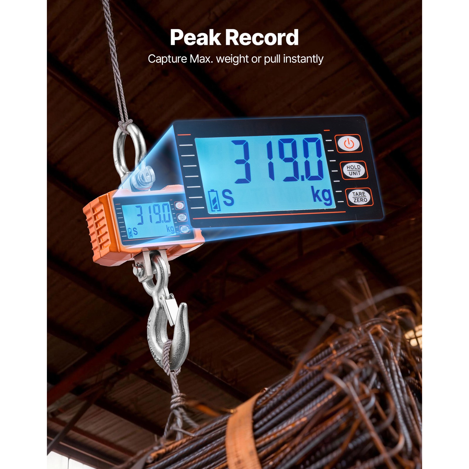 Uimoso Digital Crane Scale 4400 lbs/2000 kg Industrial Heavy-Duty Hanging Scale