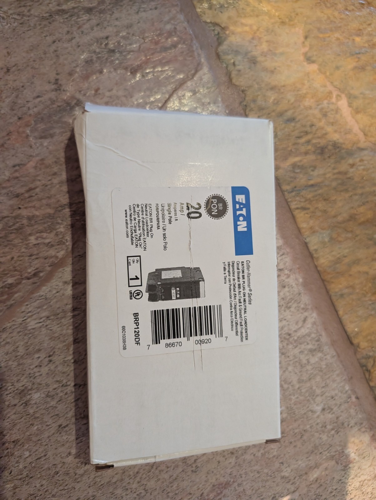 Eaton 20 Amp BRP120DF GFCI AFCI Dual Function Circuit Breaker Arc Ground Fault