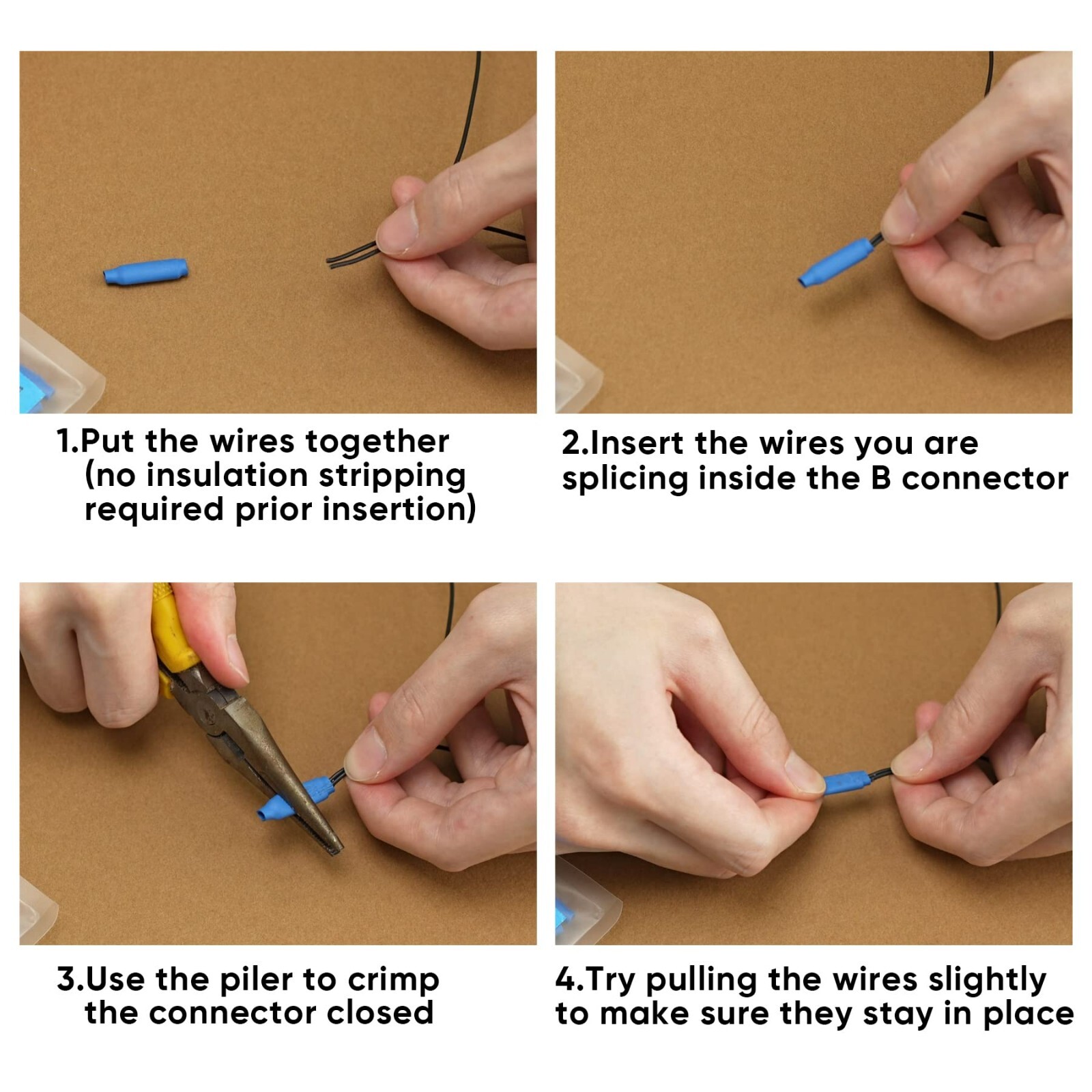 300 Pcs B Crimp Splice Connectors 22–26 AWG｜Dry & Gel-Filled｜Indoor/Outdoor