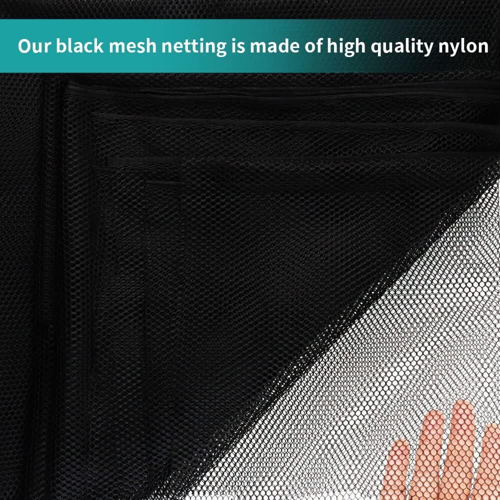 Black Mesh Fabric, 62 x 59 Inch Soft Netting Slightly Stretchy for