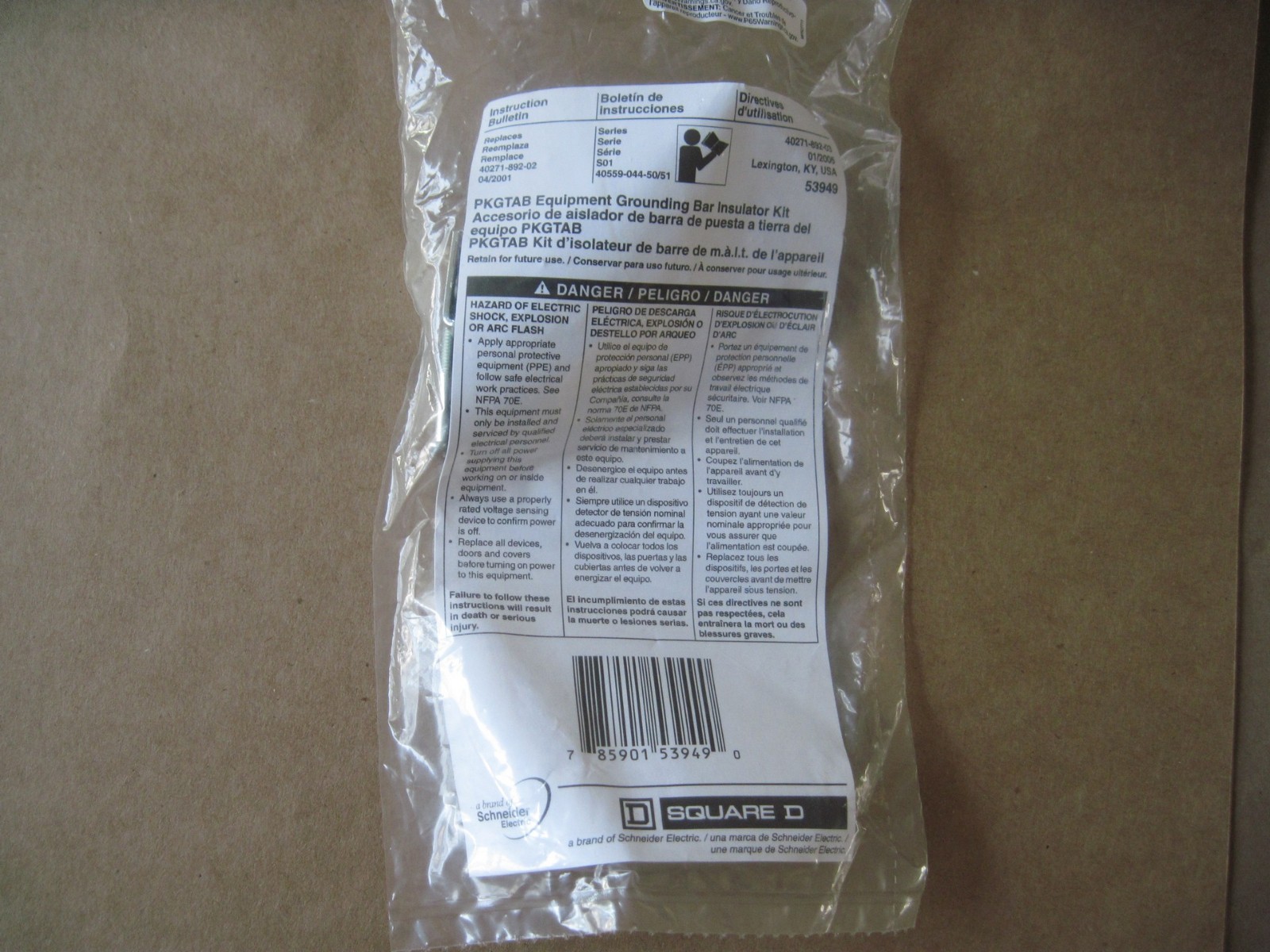 Square D PKGTAB Equipment Grounding Bar Insulator Kit 53949 NEW
