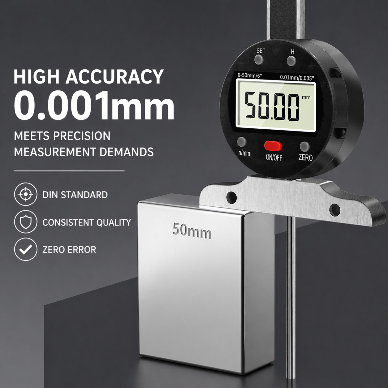 Digital Depth Gauge 0-150mm / 0-6 in ,Electronic Depth Measuring 0.005″/0.01mm
