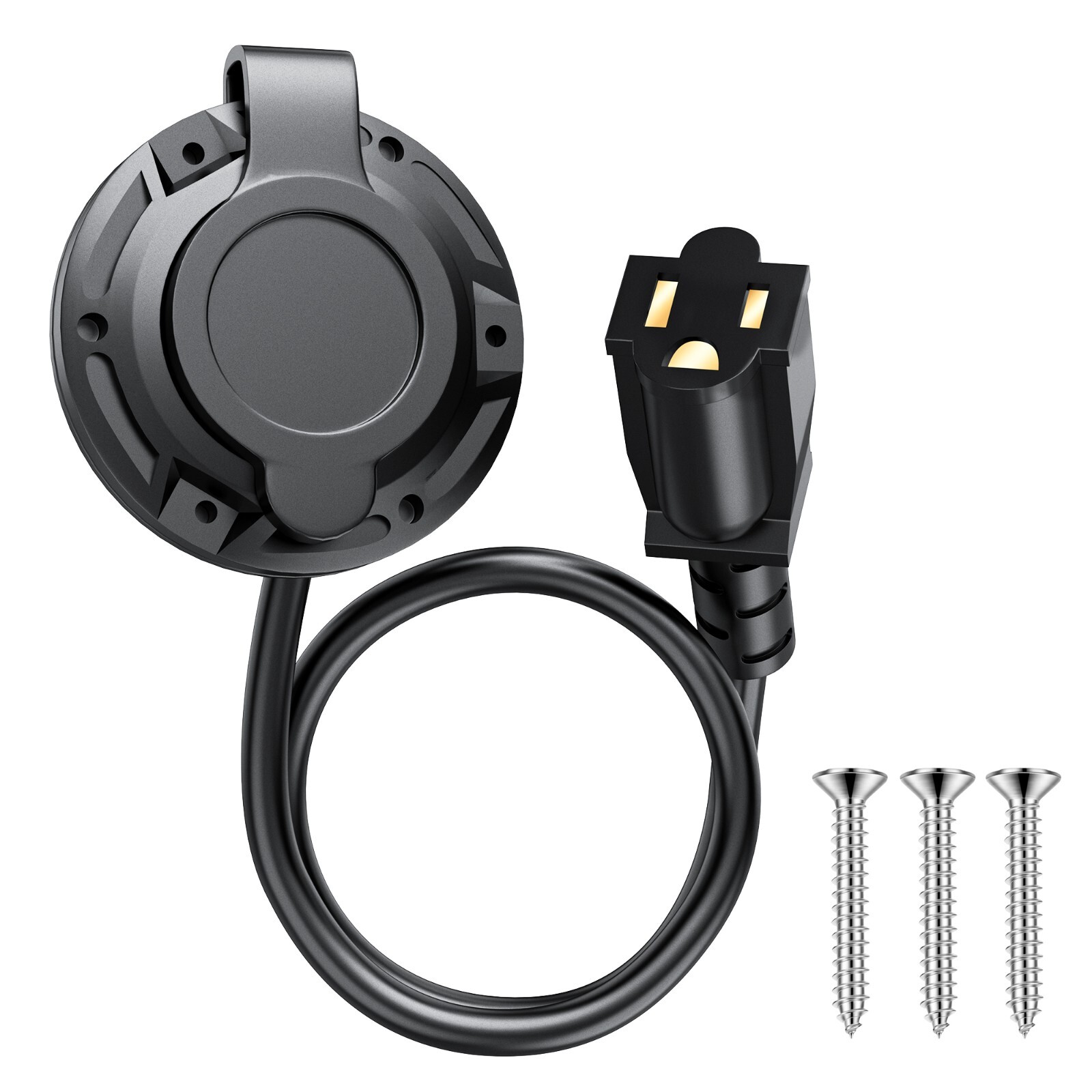 20A 125V AC Port Plug 12AWG Heavy-Duty RV Waterproof Power Inlet Socket 16″ Cord