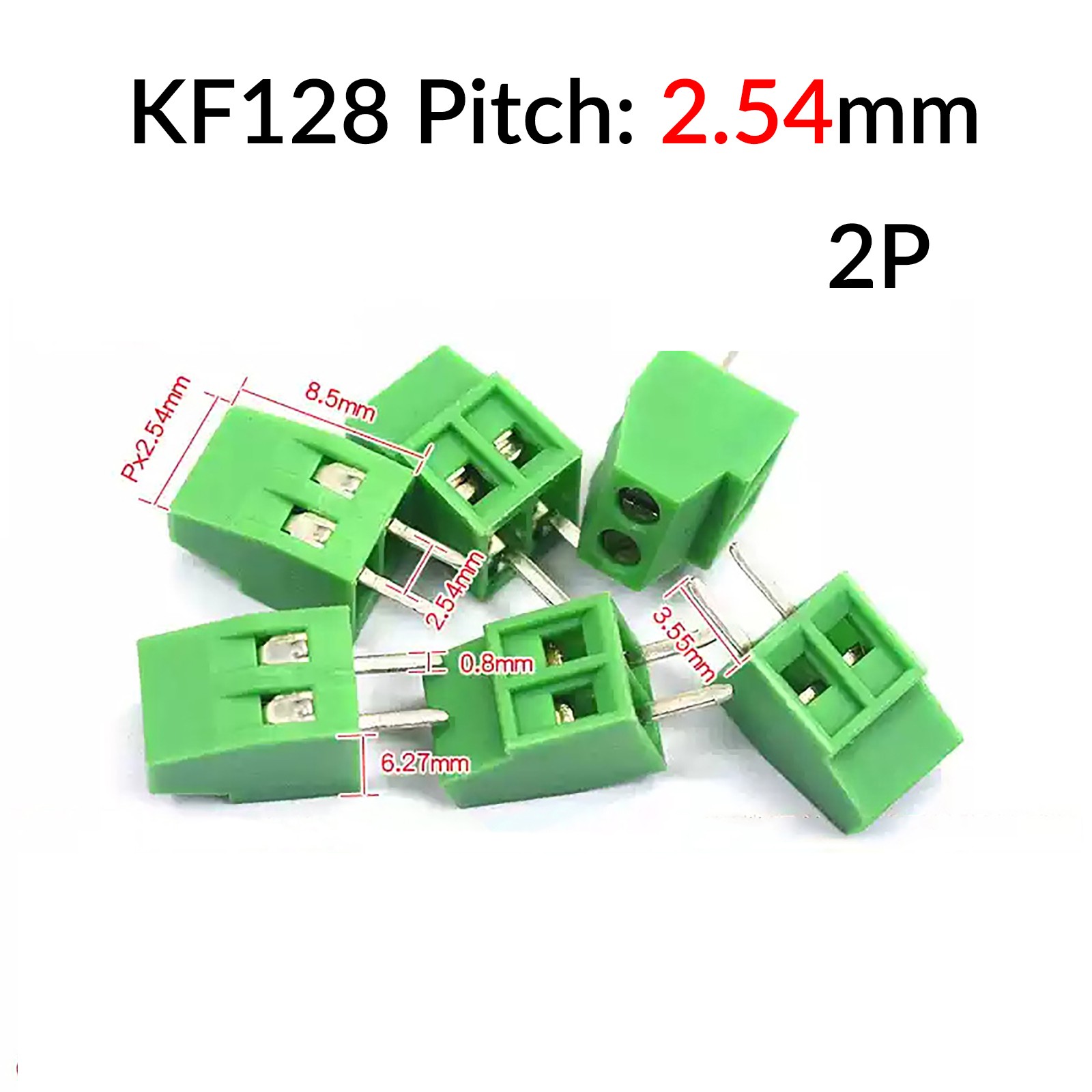 KF128 2.54mm PCB Mini Screw Terminal Blocks Connector for Wires 2P-10P Terminal