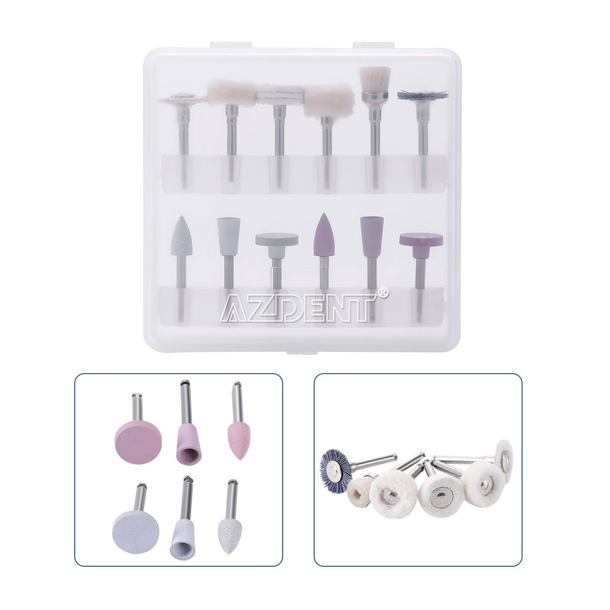 12Pcs Dental Composite Pulido Cepillos Disco Kit RA Silicona Pulidores AZDENT