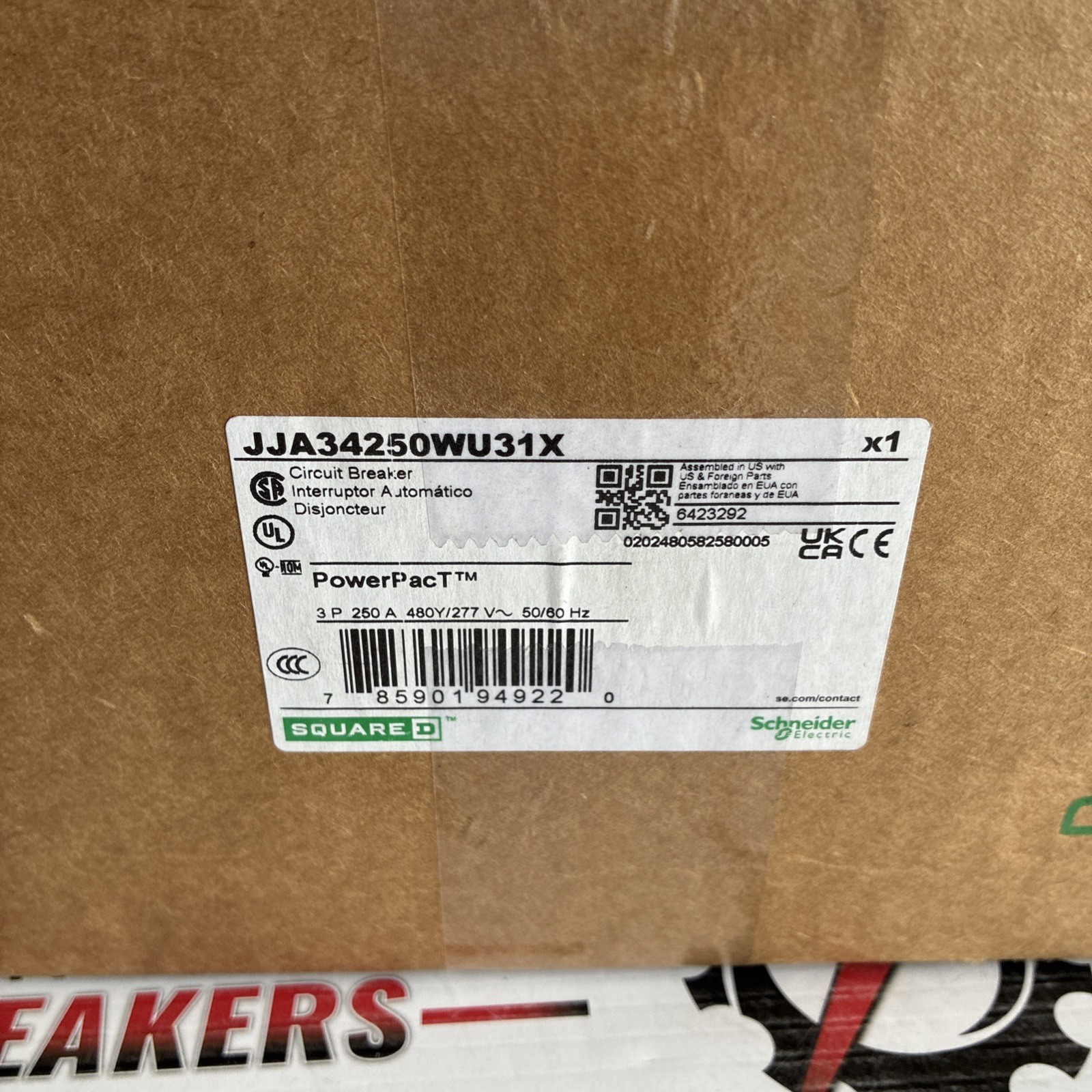 JJA34250WU31X Square D PowerPact I-Line