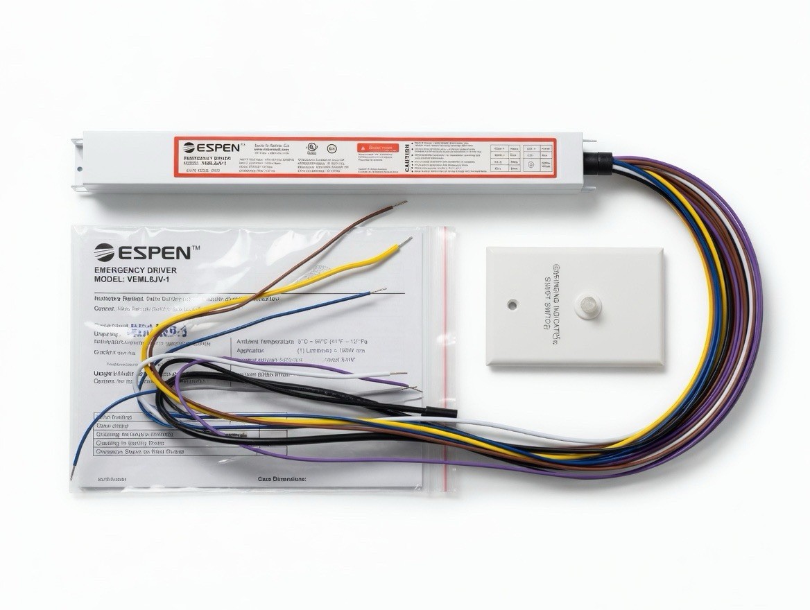 Espen VEML8JV-1 LED Emergency Driver 8W 90-Min Battery Backup UL924 100-347V