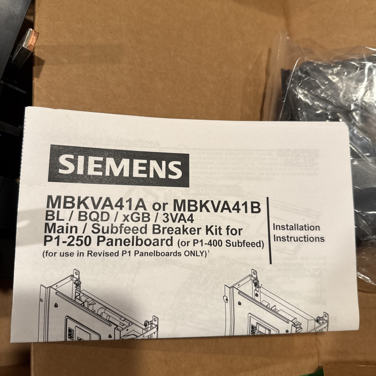 New Siemens RP1 Breaker Strap Kit (Cat No. MBKVA41A) Free Shipping