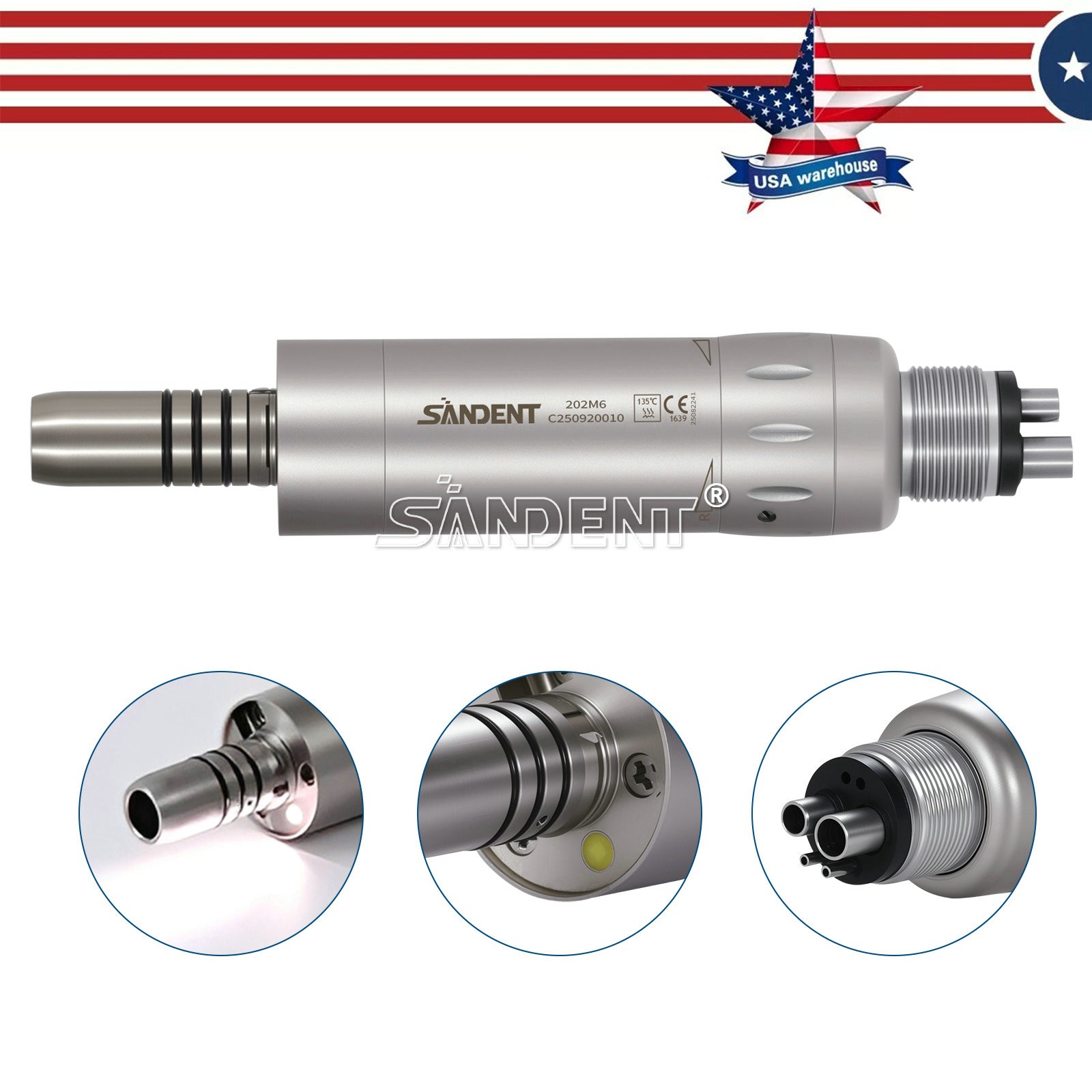 Dental Internal Water Spray E-generator LED Air motor Handpiece 4Hole Low Speed