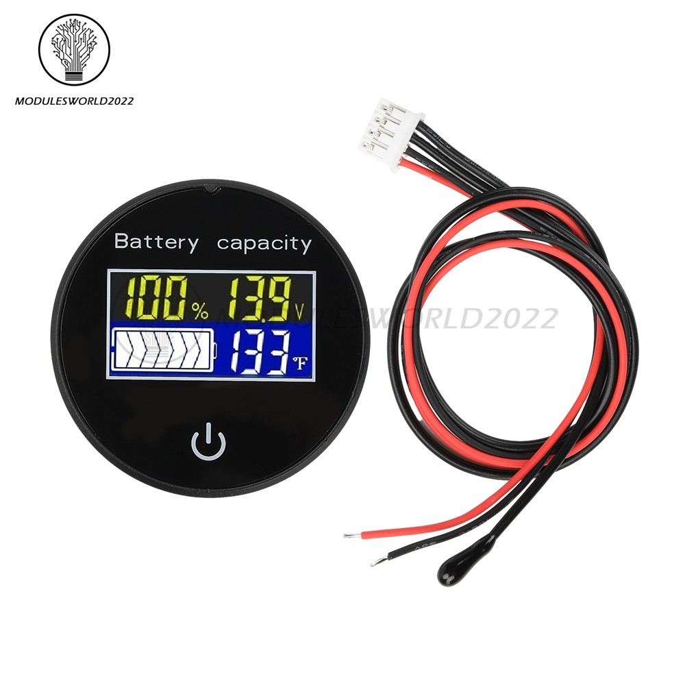 LCD Digital Battery Level Indicator Voltage Power Percentage Temperature Display