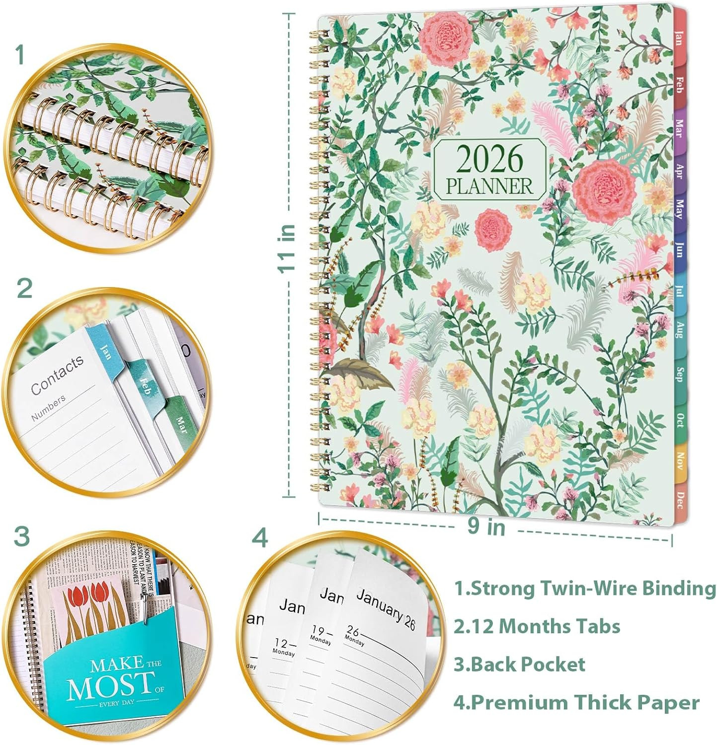 2026 Planner – Planner 2026, 9″ X 11″, Jan. 2026 – Dec. 2026, 2026 Planner Weekl